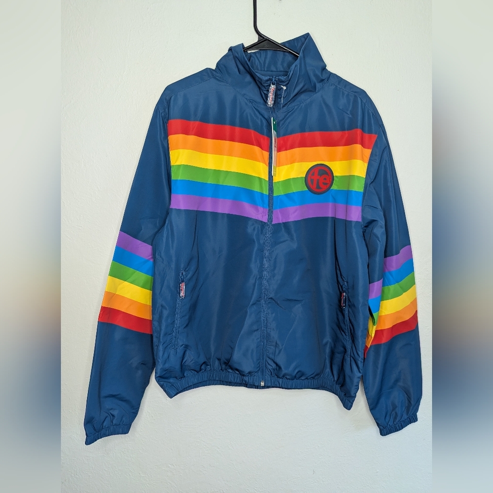 NWT Tipsy Elves Retro Rainbow Windbreaker Jacket Women's Size S